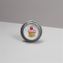 Rund metal knop med cupcake print